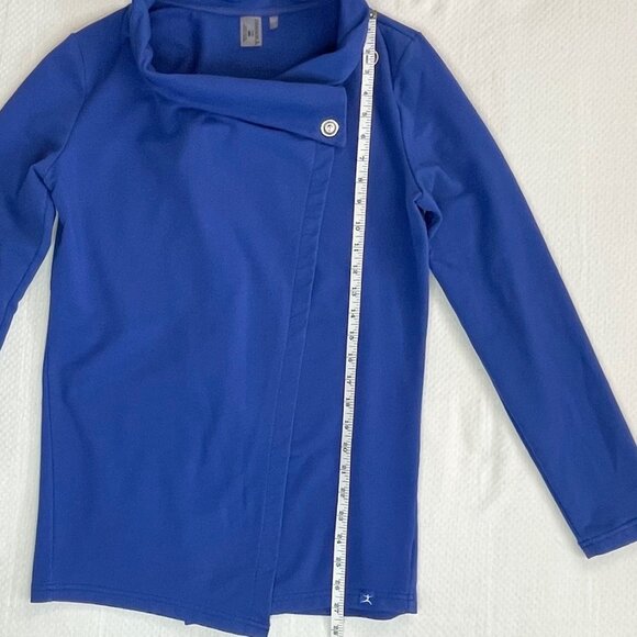 Danskin Royal Blue Asymmetrical Cowl Neck Sweater Jacket – Size Medium - Picture 6 of 7